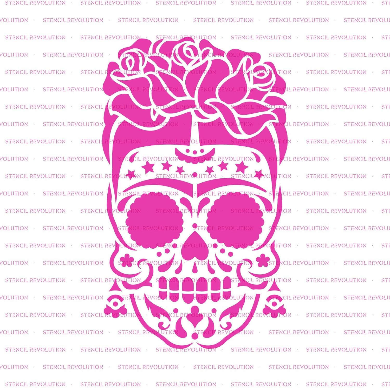 Frida Sugar Skull Stencil - Sugar Skull, Dia De Los Muertos, Pumpkin Stencil