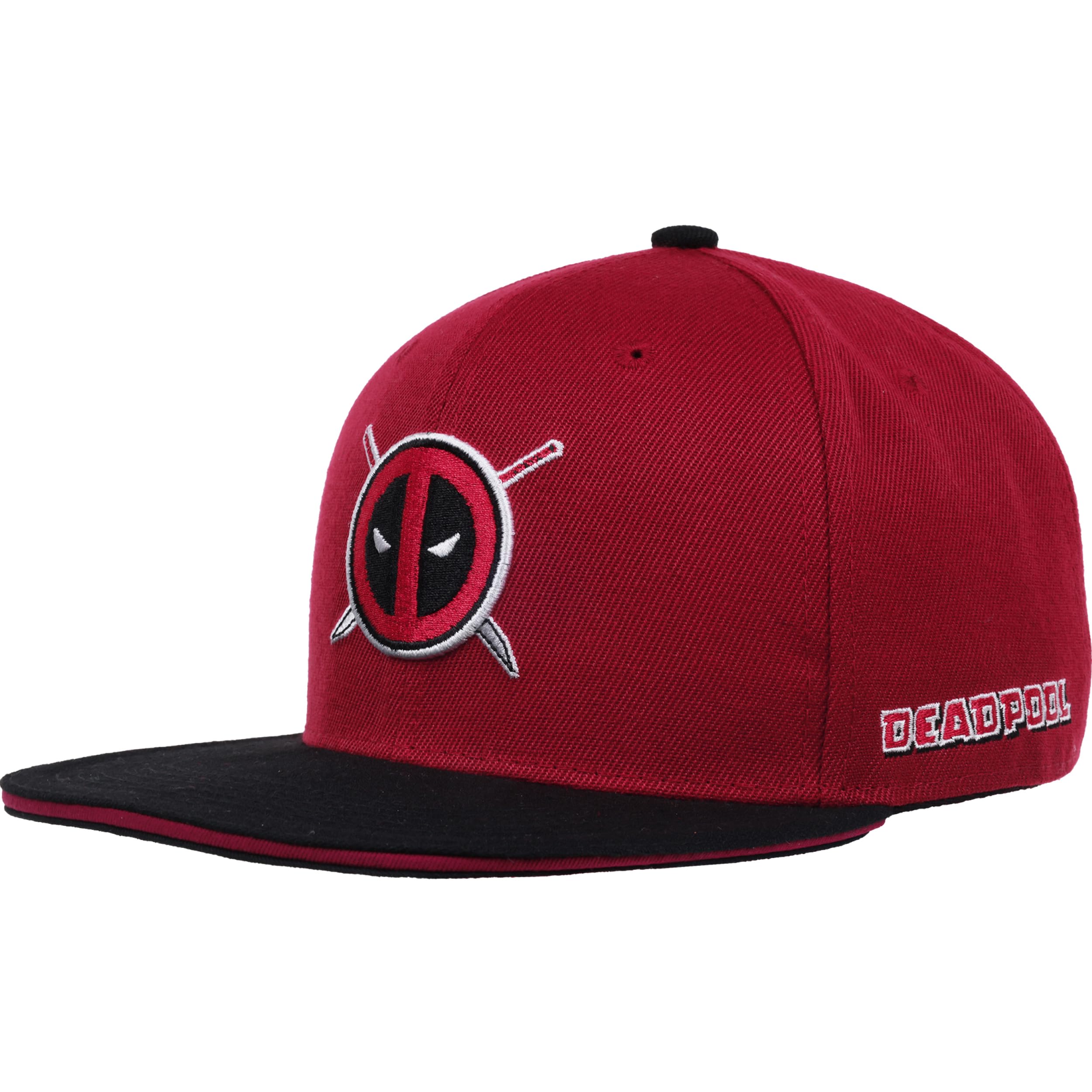 Marvel Unisex's Deadpool Baseball Cap, Adjustable Snapback Hat for Men and Women, Flat Brim, Red, One Size