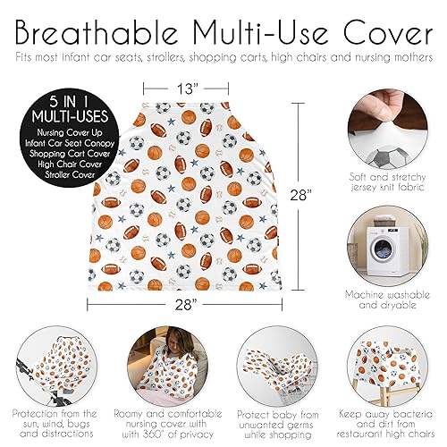 Miniatura 6 de Sweet Jojo Designs Tema deportivo niño bebé bebé cubierta de asiento de coche lactancia lactancia alta silla carrito de compras cochecito asiento de