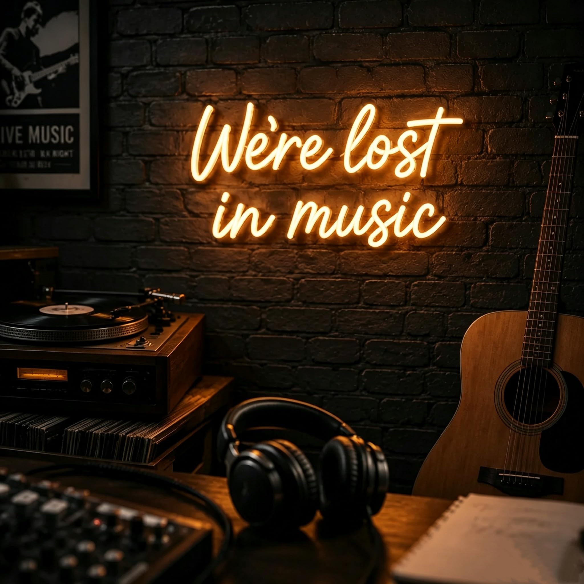 We're Lost In Music Insegna al neon dimmerabile bianco caldo LED neon lampada da parete alimentata USB segno luminoso per studio musicale, camera da letto, bar, sala registrazione, decorazione da
