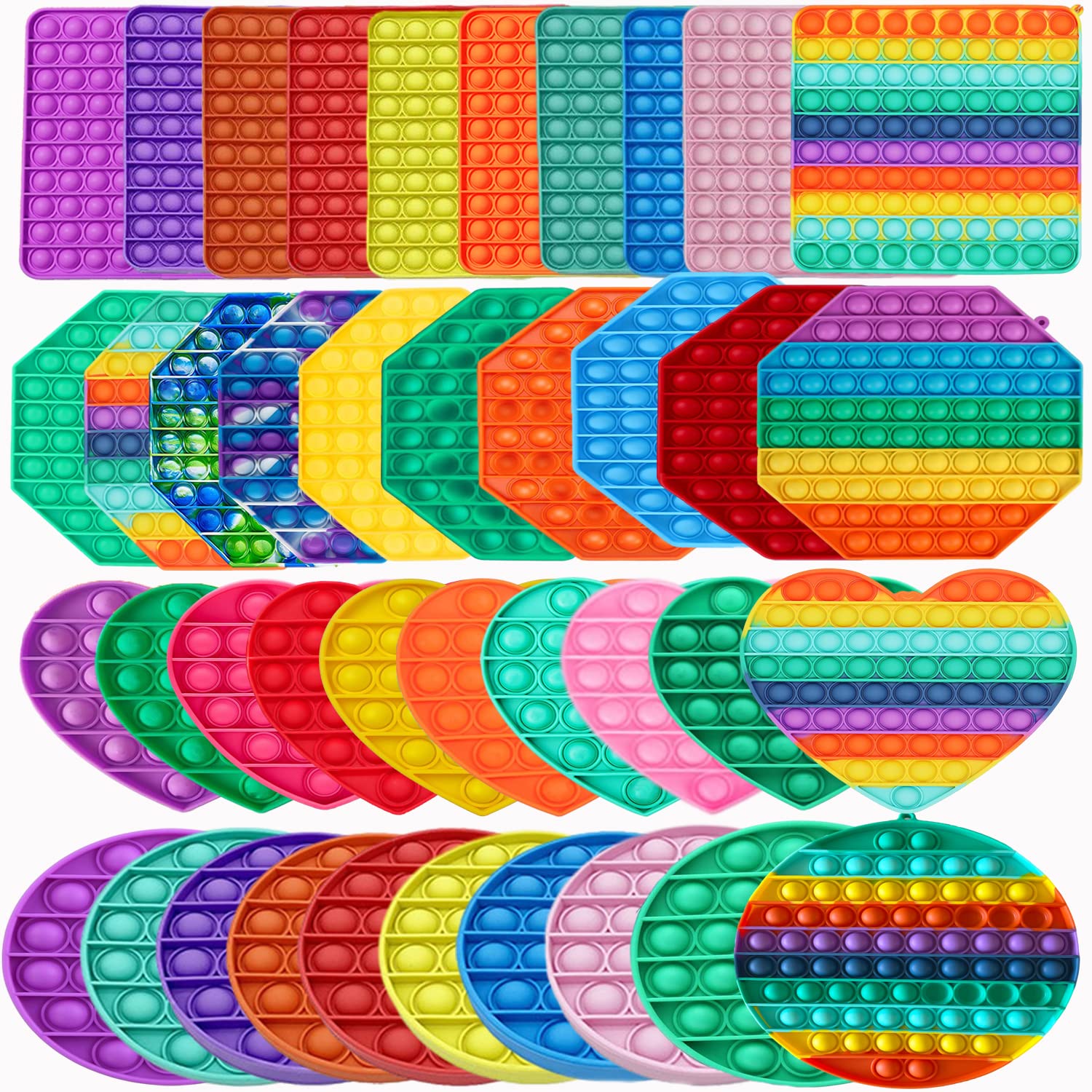 30pcs 7.8inBig Size Pop Math Toys, Rainbow Square Fidget Ttoy 100bubbles Stress Relieving Fidget Game for Teachers to Create Kinds of Math Manipulatives，Classroom Prizes，Party Supplies