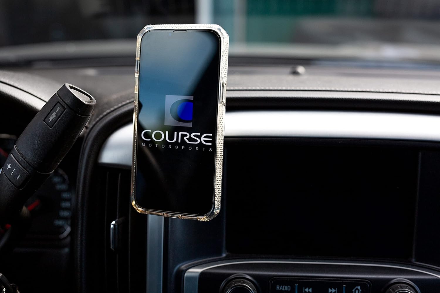 Course Motorsports Direct Fit Phone Mount - Chevrolet/GMC 1500 (2014-2018) 2500, 3500 (2015-2019) Compatible with All Phones - Manual Cradle
