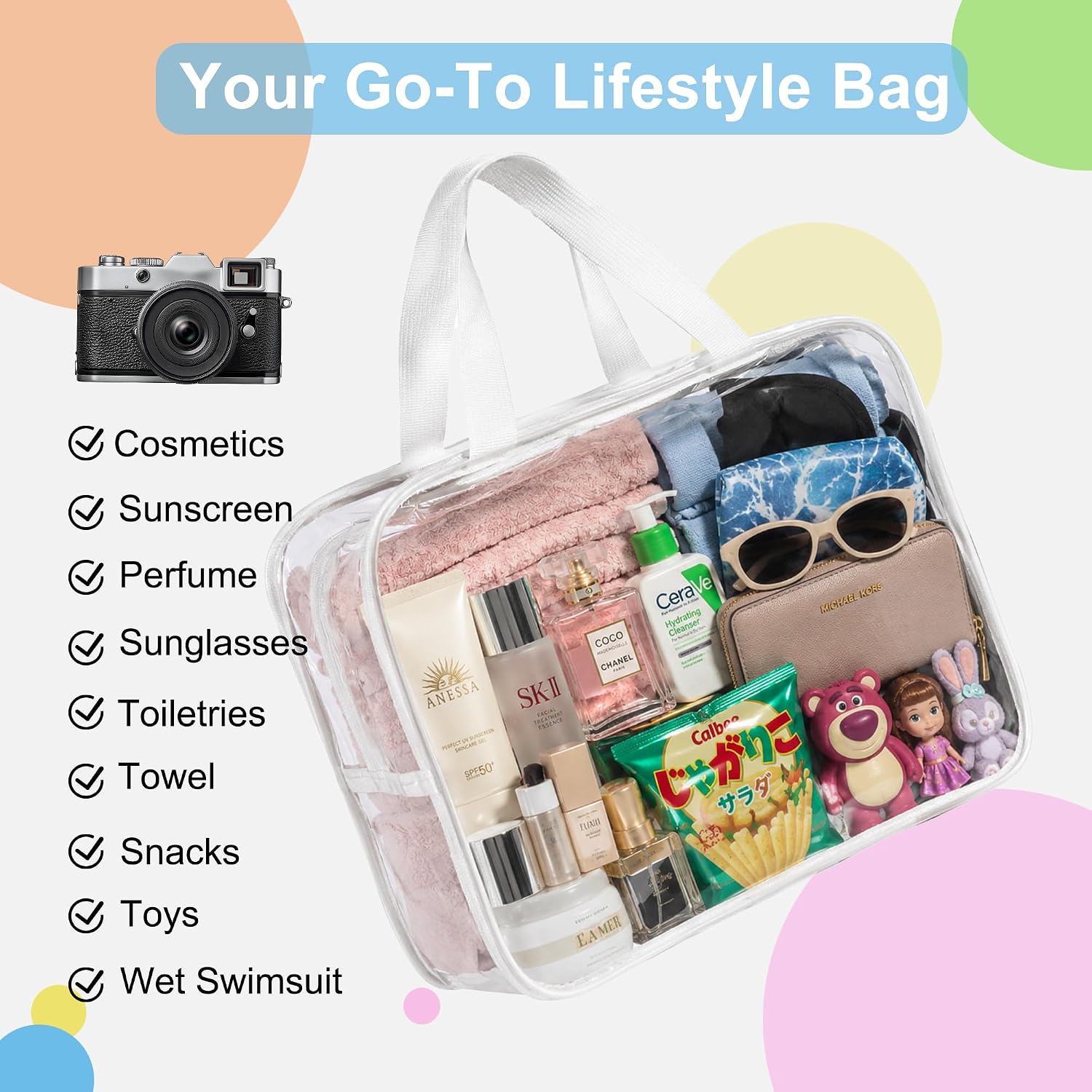 9 Pack Clear Makeup Toiletry Bag Large Waterproof Plastic Tote Handbag Multi Purpose Toy Storage Bags Pouch for Building Blocks Transparent Cosmetic Organizer TSA Approved Airline Compliant