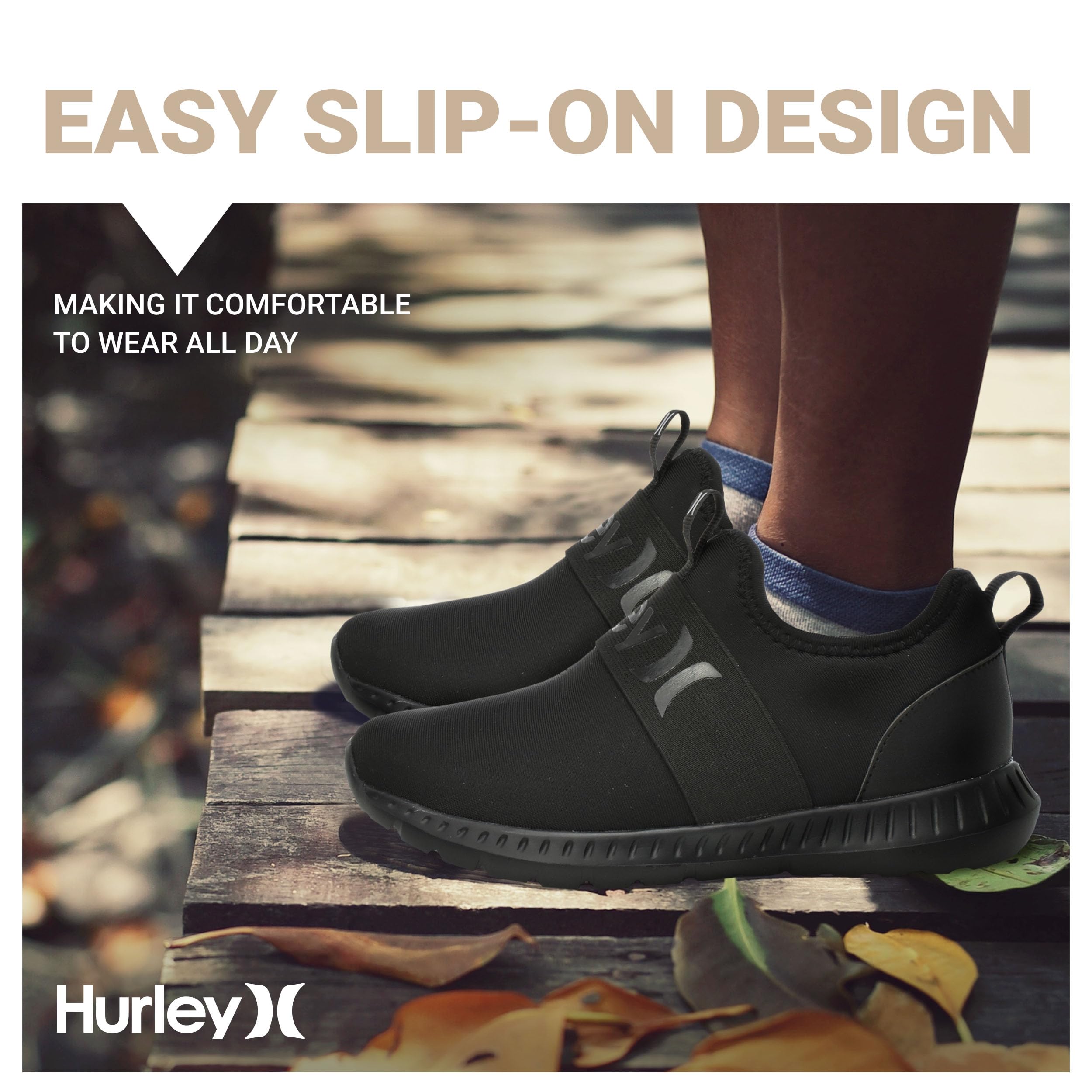 Hurley Camby - Scarpe da ginnastica leggere senza lacci, per camminare, basket, tennis, da corsa, traspiranti, per ragazzi e ragazze, con soletta imbottita e suola in gomma antiscivolo