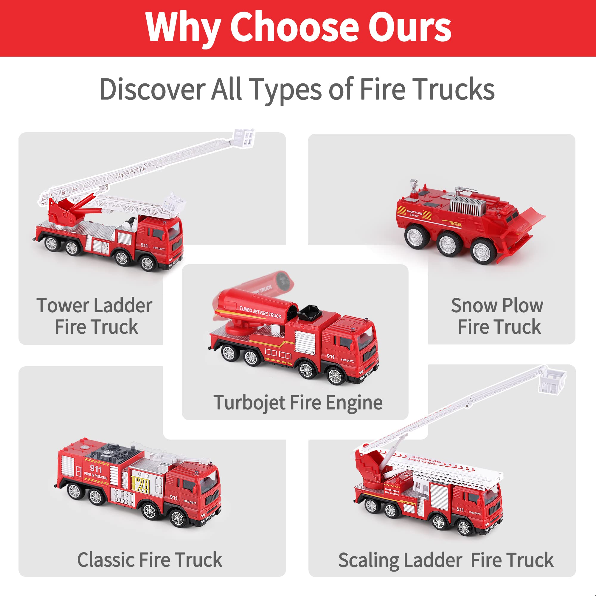 iPlay, iLearn Kids Fire Trucks Toy, Boys Firefighter Play Vehicles