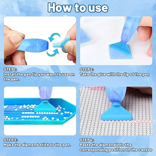Miniatura 3 de Bolígrafo de pintura de diamante, bolígrafo de arte de diamante con puntas de rosca, accesorios de pintura de diamante de resina, kits de