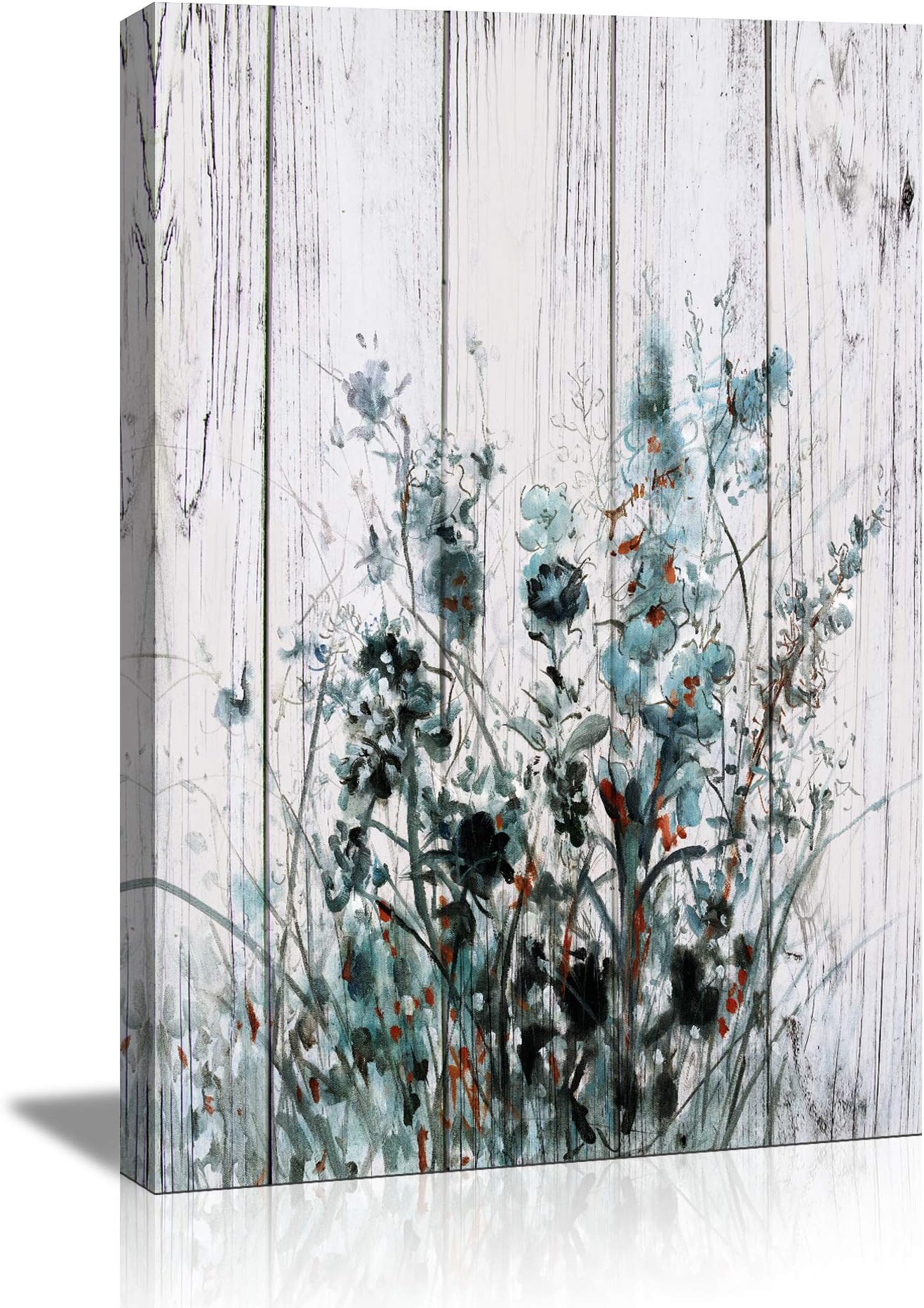 Butterfly Orchid Wall Decor for Bedroom Rustic Home Decor Canvas Wall Art -12"x16" Purple Abstract Art on Vintage Wood Background Modern Living Room/Bedroom Decoration Stretched and Ready to Hang