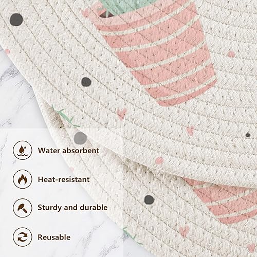 Miniatura 3 de Camino de mesa de salvamanteles lindo patrón de verano Salvamanteles almohadilla caliente para platos calientes de 15 pulgadas, tejido de hilo de