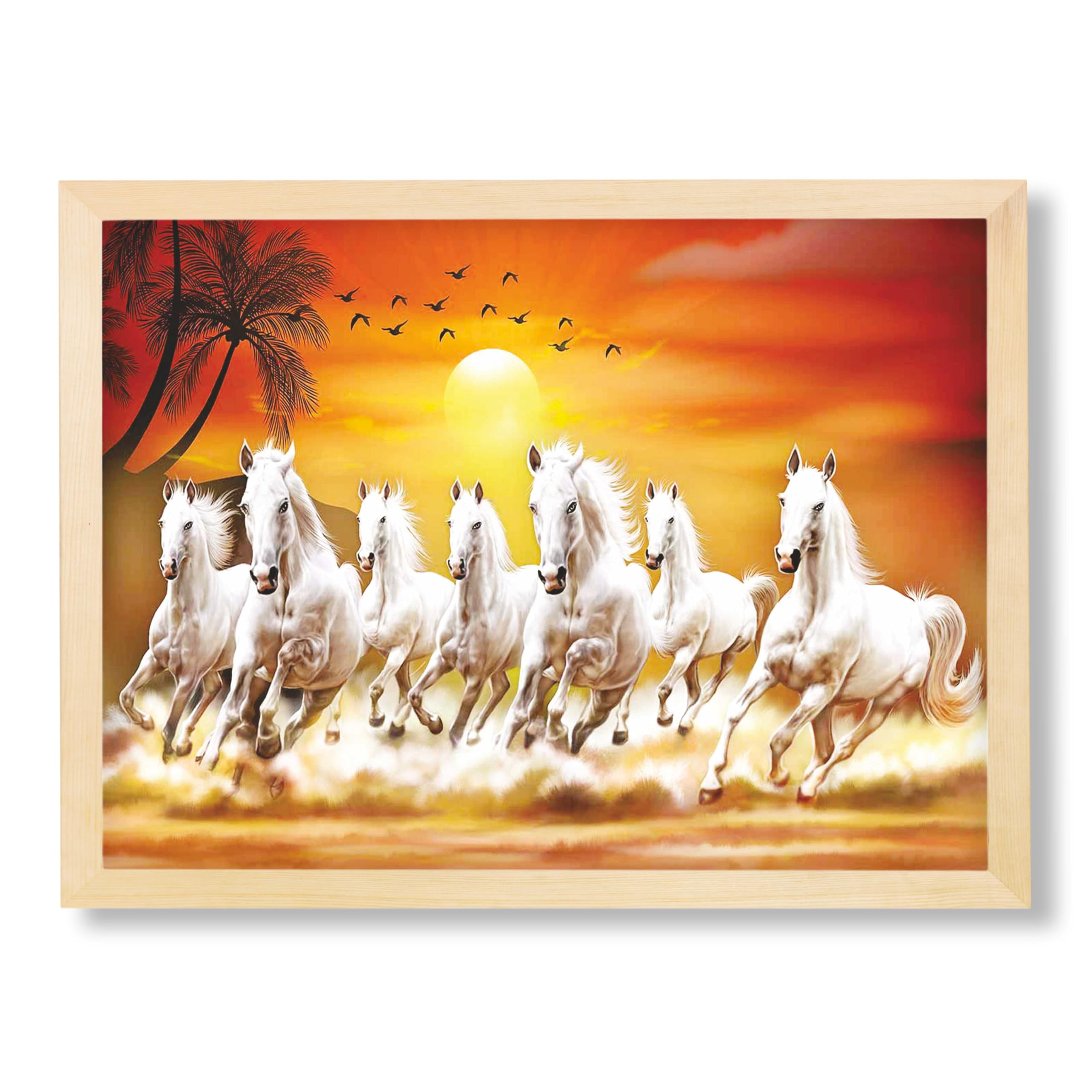 Livinluxe 7 Running Horses modern art painting Premium Framed Wall paintings for living room, bedroom, home decoration, wall decoration (14 inx x 11 inch, Brown) (B0D876WNC2) Amazon Price History, Amazon Price Tracker