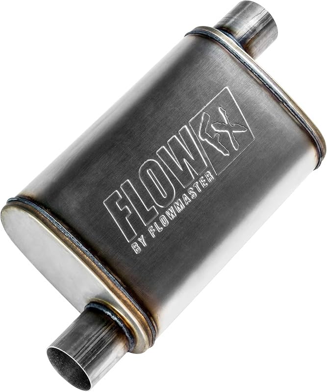 Silencioso esportivo Flowmaster Flow FX em aço inoxidável – Entrada deslocada 2,50" e saída deslocada 2,50"