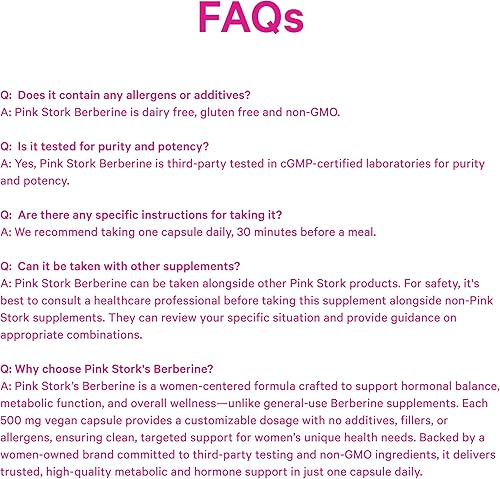 Miniatura 9 de Pink Stork Berberina 500mg - Suplemento Nature's GLP-1 - Activador metabólico diario AMPK - 500-1000 mg de metabolismo + salud intestinal para
