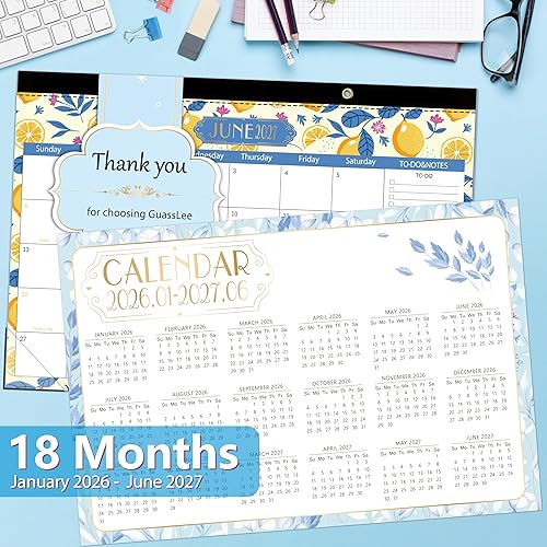 Miniatura 20 de GuassLee Calendario de escritorio 2026-2027 – Calendario mensual de 18 meses de enero de 2026 a junio de 2027, calendario de escritorio grande