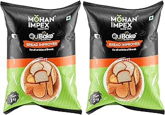 Mohan Impex Bread Improver 1Kg [Pack of 2] - Enhances Dough Rise, Improves Crust & Freshness - Ideal Baking Powder for Breads, Buns, Seitan & Bakery Mixes for Fluffy Results