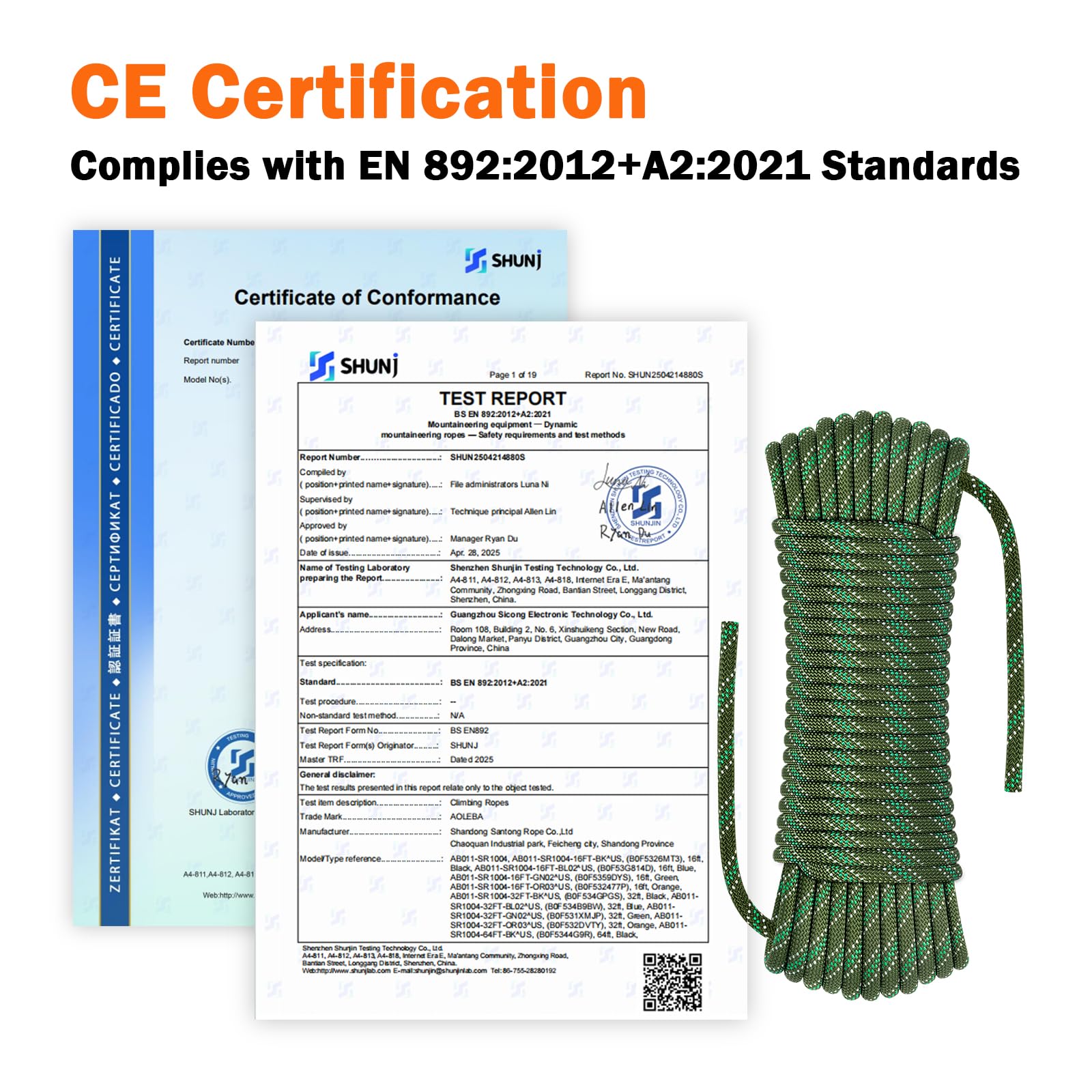 AOLEBA 8.5mm Static Climbing Rope, Outdoor Rock Climbing Ropes, Heavy Duty Rappelling Rope for Fire Rescue, Escape, 10M(32Ft) 20M(64Ft) 30M(96Ft) Ice Climbing Equipment & Parachute Accessories