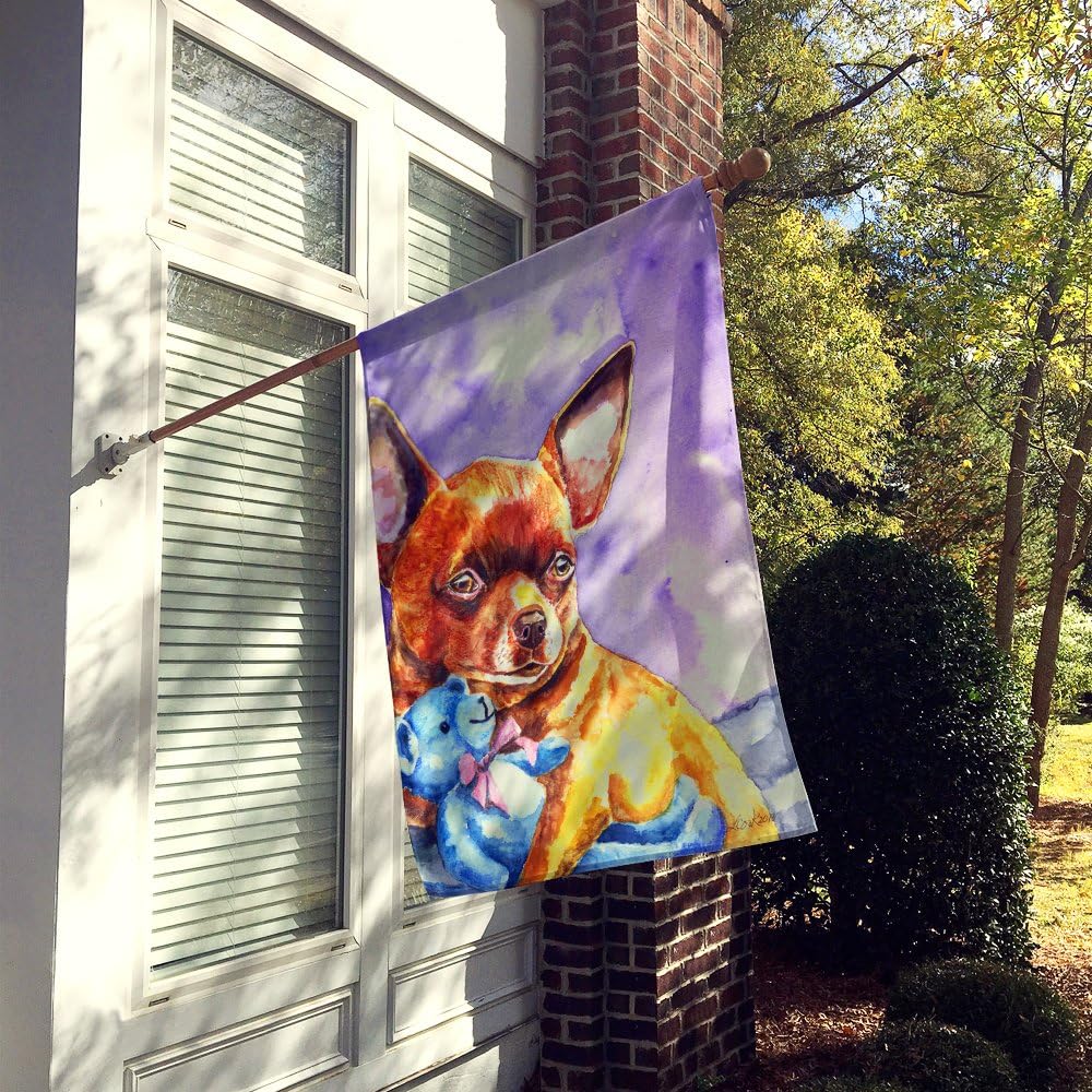 Caroline's Treasures 7340CHF Chihuahua with Teddy Bear House Flag Large Porch Sleeve Pole Decorative Outside Yard Banner Artwork Wall Hanging, Polyester, House Size, Multicolor