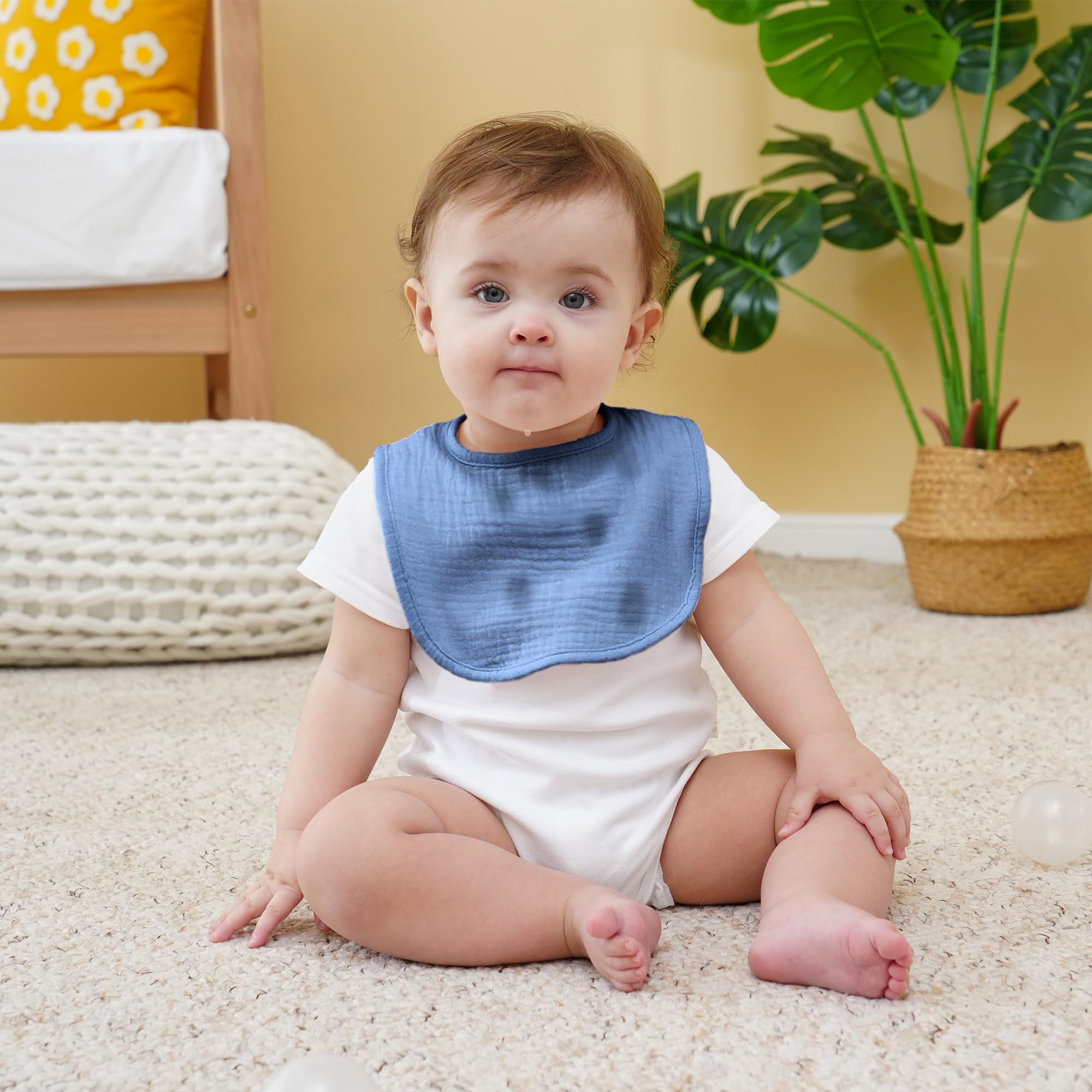Baberos Bebe de Muselina Para Bebé, Pañuelo Cuadrado Para el Cuello Del Bebé, Baberos Ajustables Para Niños y Niñas - 6 Paquetes