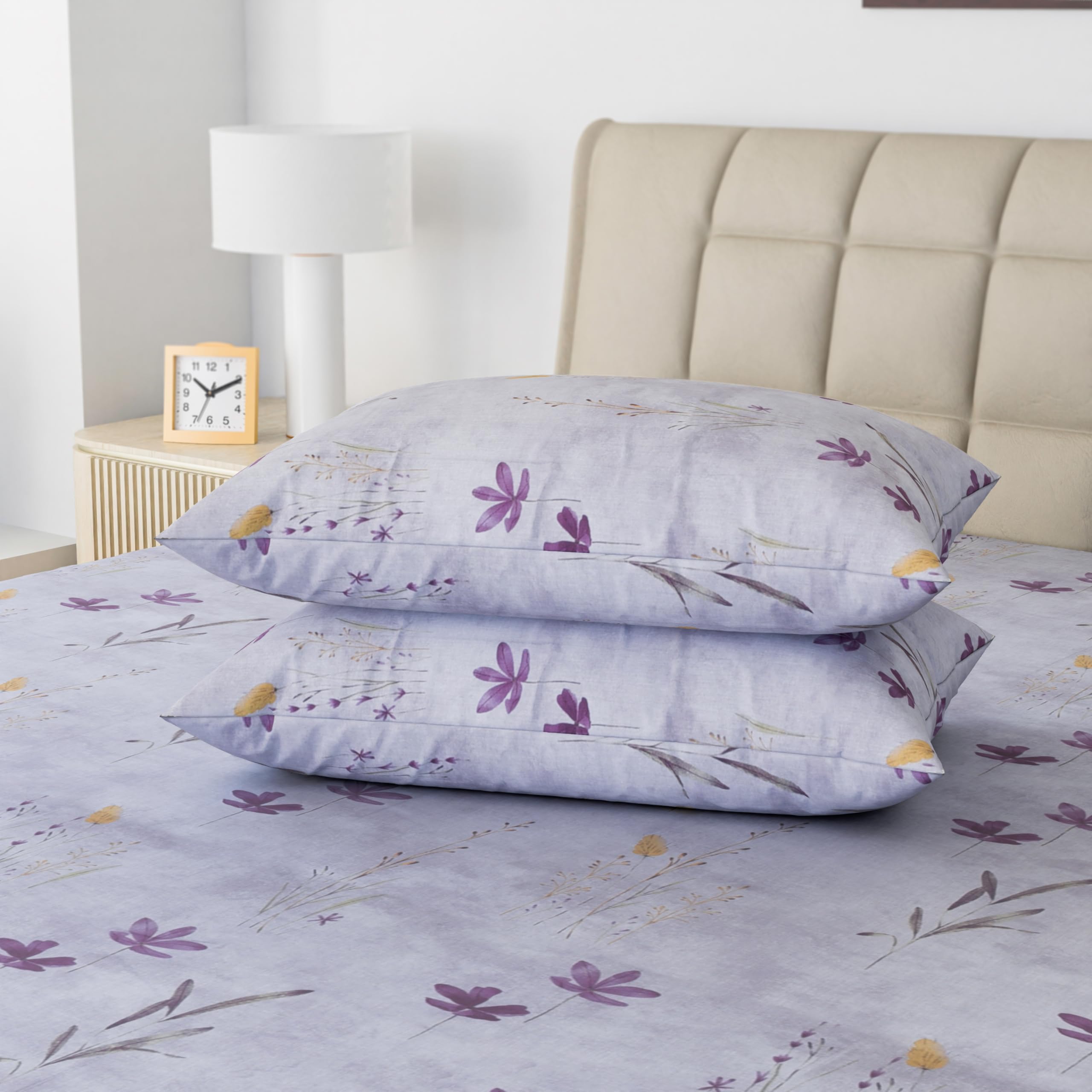 LINENWALAS Drap-Housse 150x200 + 2 Taies Percale Coton 100% – Poche Profonde 40 Cm, Blanc Cassé, Qualité Hôtelière