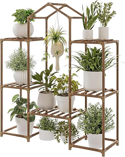 Bamworld - Soporte para plantas, estante colgante de interior, soporte grande de exterior para varias plantas, decoración bohemia para regalar a