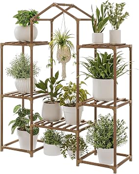 Bamworld Plant Stand Indoor Hanging Plant Shelf Outdoor Large Plant Rack for Multiple Plants Boho...