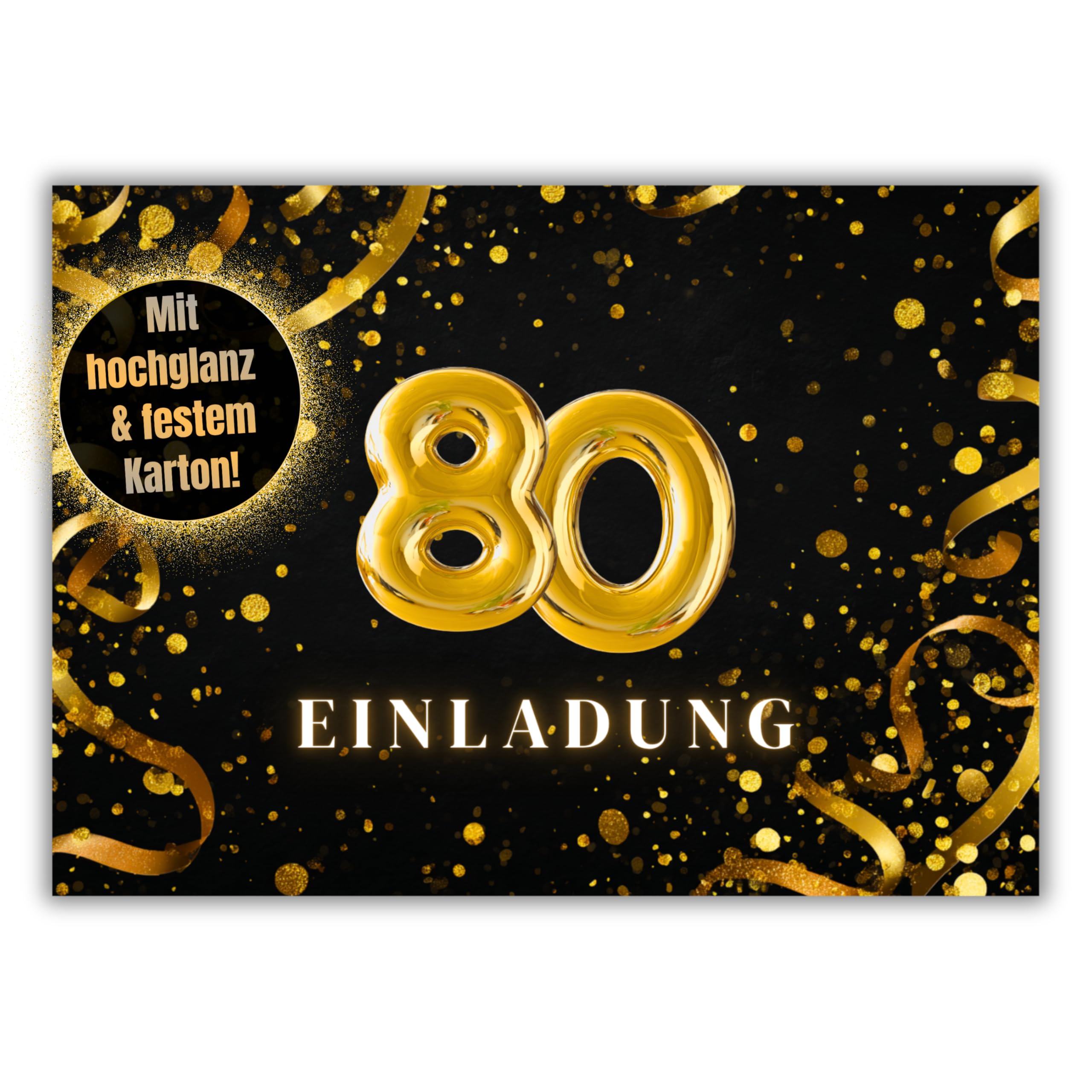 HIDEBLOOM - Einladungskarten 80. Geburtstag - 12 Stück - DIN A6 (10,5 cm x 14,8 cm) - Geburstagseinladung zum 80. Geburtstag - Einladungskarte für Jubiläum, Feier & Party