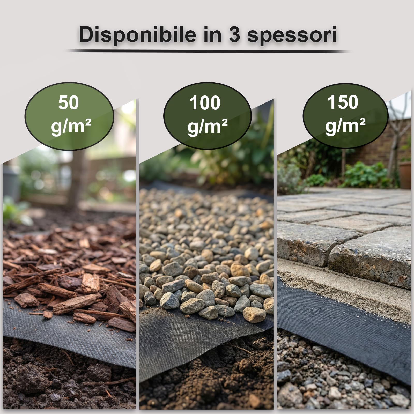 Montafox Telo Pacciamatura 100m² – 100g/m² permeabile all’Acqua 1 x 100m Arrotolato – Tessuto Non Tessuto antierbacce per Giardino, aiuole e Ghiaia
