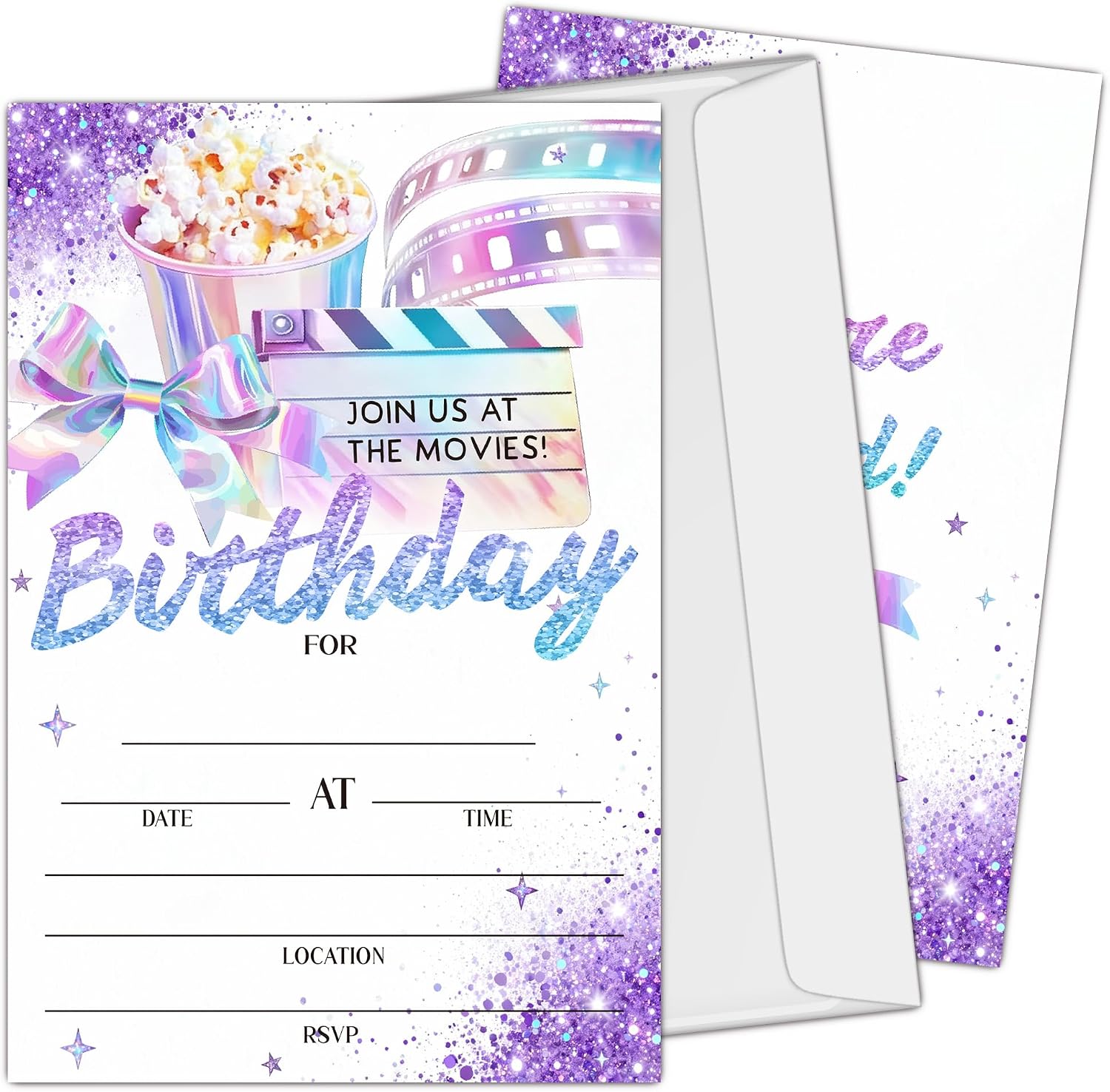 Pink Stripe Birthday Invitation - 20 Pieces Girls Party Invite, 4 x 6 Inch Double-Sided Invite with Envelopes, Cocktail Bday Party Favor Decorations-A23