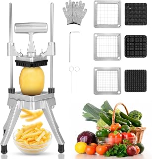 WICHEMI Commercial Chopper Vegetable Cutter Fruit Dicer w/3 Blades Commercial Onion Chopper Dicer Professional Food Dicer Heavy Duty Stainless Steel French Fry Cutter for Home Kitchen Restaurant Use