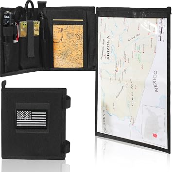 Tactical Map Case - Military-Grade Army Gear for Land Navigation Kit, Waterproof TPU with Rapid-Access Window & MOLLE, US Flag Patch Included