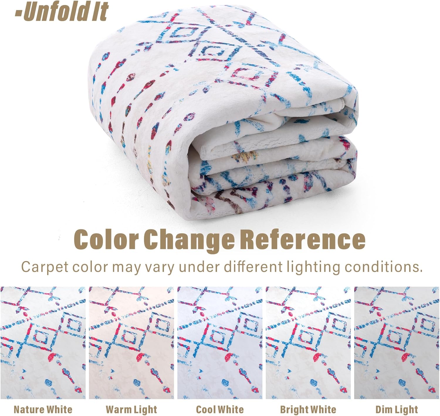 Carvapet 4 x 6 Rugs for Living Room Bedroom – Colorful Boho Low Pile Carpet with Rubber Backing, Foldable Non Slip Machine Washable Large Area Rug, 6 x 4 Feet Rectangular Colorful Rug