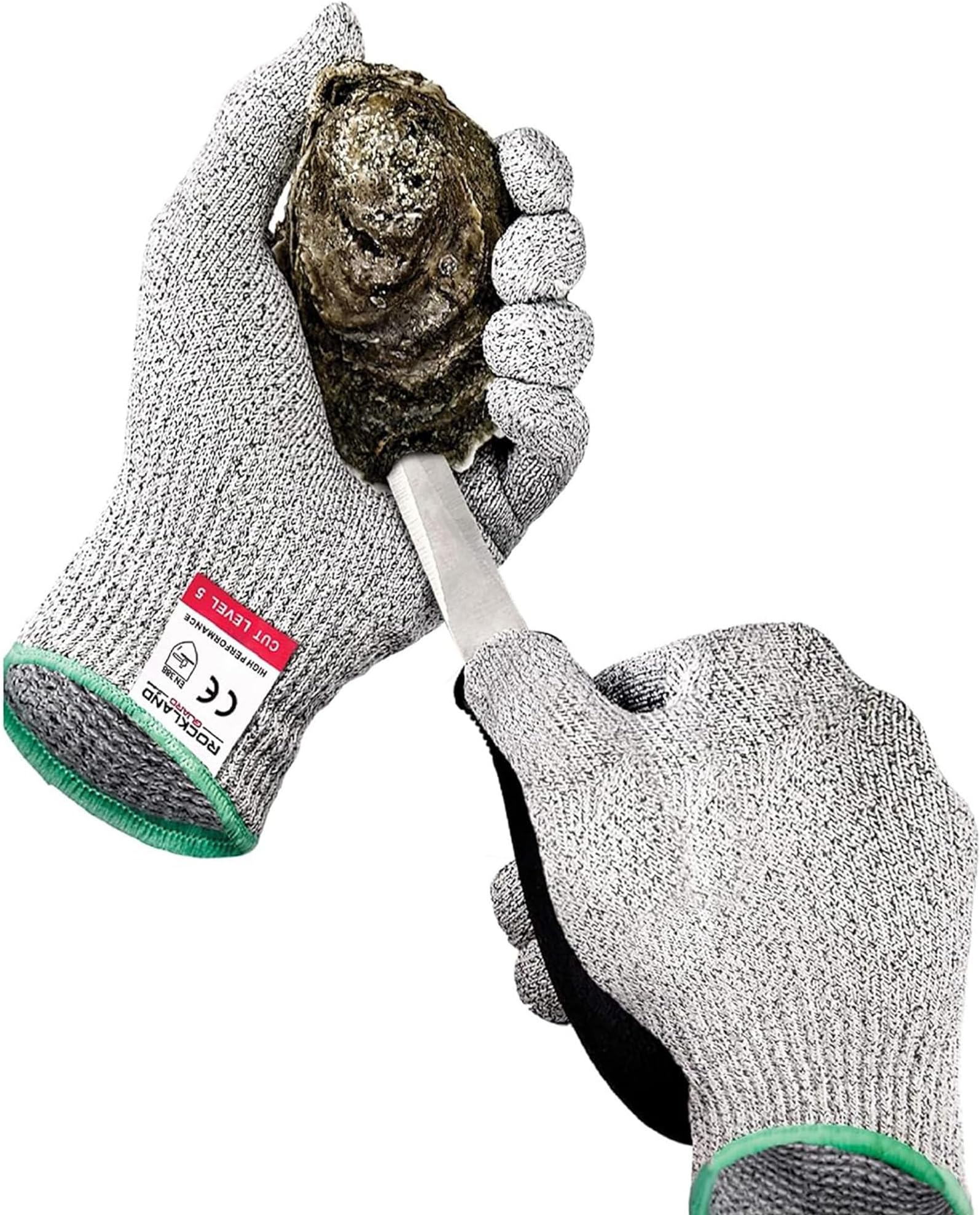 Rockland Guard Oyster Shucking Set- High Performance Level 5 Protection Food Grade Cut Resistant Gloves with 3.5ââ‚¬â„¢ââ‚¬â„¢ Stainless steel Oyster Knife, perfect set for shucking oysters (Large)