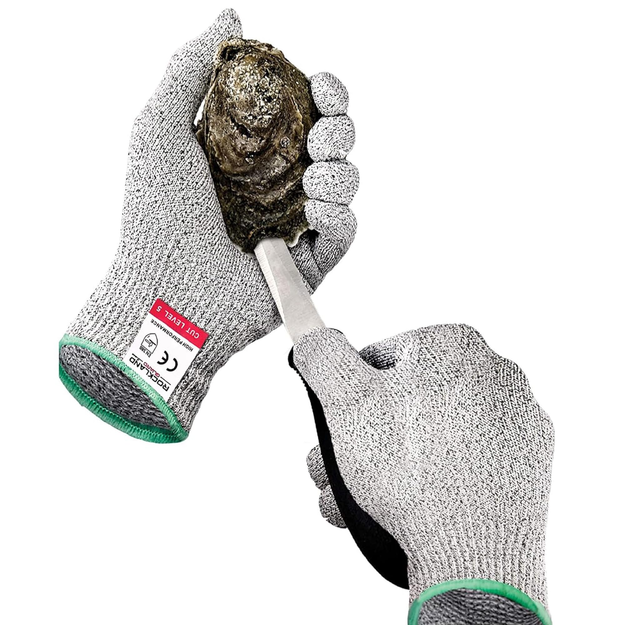 Rockland Guard Oyster Shucking Set- High Performance Level 5 Protection Food Grade Cut Resistant Gloves with 3.5’’ Stainless steel Oyster Knife, perfect set for shucking oysters (Small)