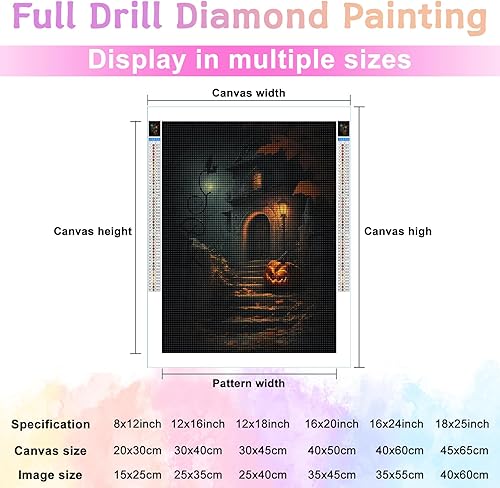 Miniatura 2 de Kits de pintura de diamantes de Halloween para adultos, kits de arte de diamantes de castillo peculiar para adultos, kits de arte de gemas para