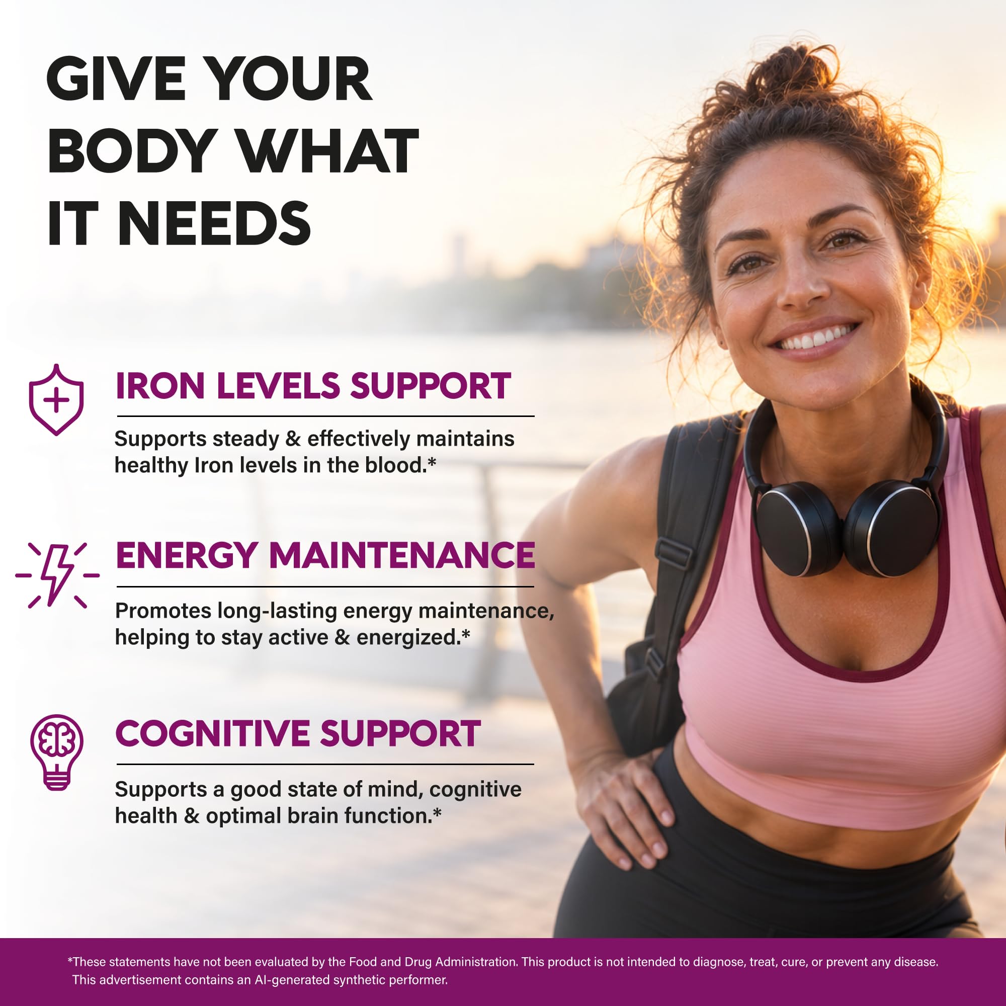 Iron Supplement for Women - Iron 65mg (Ferrous Sulfate 325mg) - 60 Caps — Amazon image 3