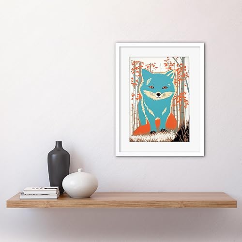 Vista 15 de Artery8 Cute Blue Fox Forest Glade Landscape Bright Woodland Baby Animal Kids Bedroom Unframed Art Print Poster Wall Decor 12x16 inch