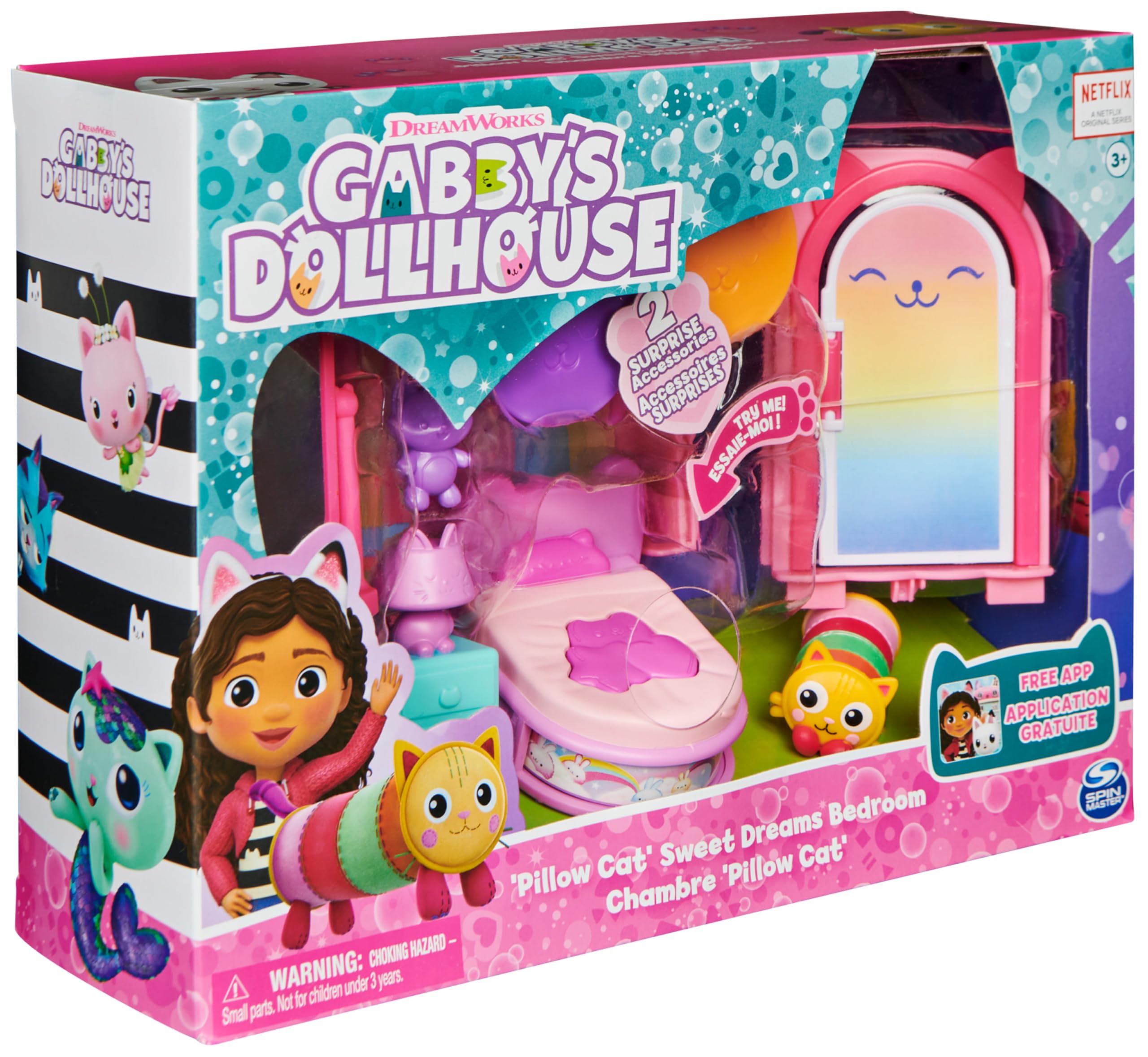La Casa De Muñecas De Gabby - Dormitorio De Sueñigata Con 1 Figura Sueñigata, 3 Accesorios, 2 Caja Sorpresa Y 3 Muebles | Juguetes Niñas 3 Años O Más | Regalo Niña 3 Años O Más De Gaby Gato