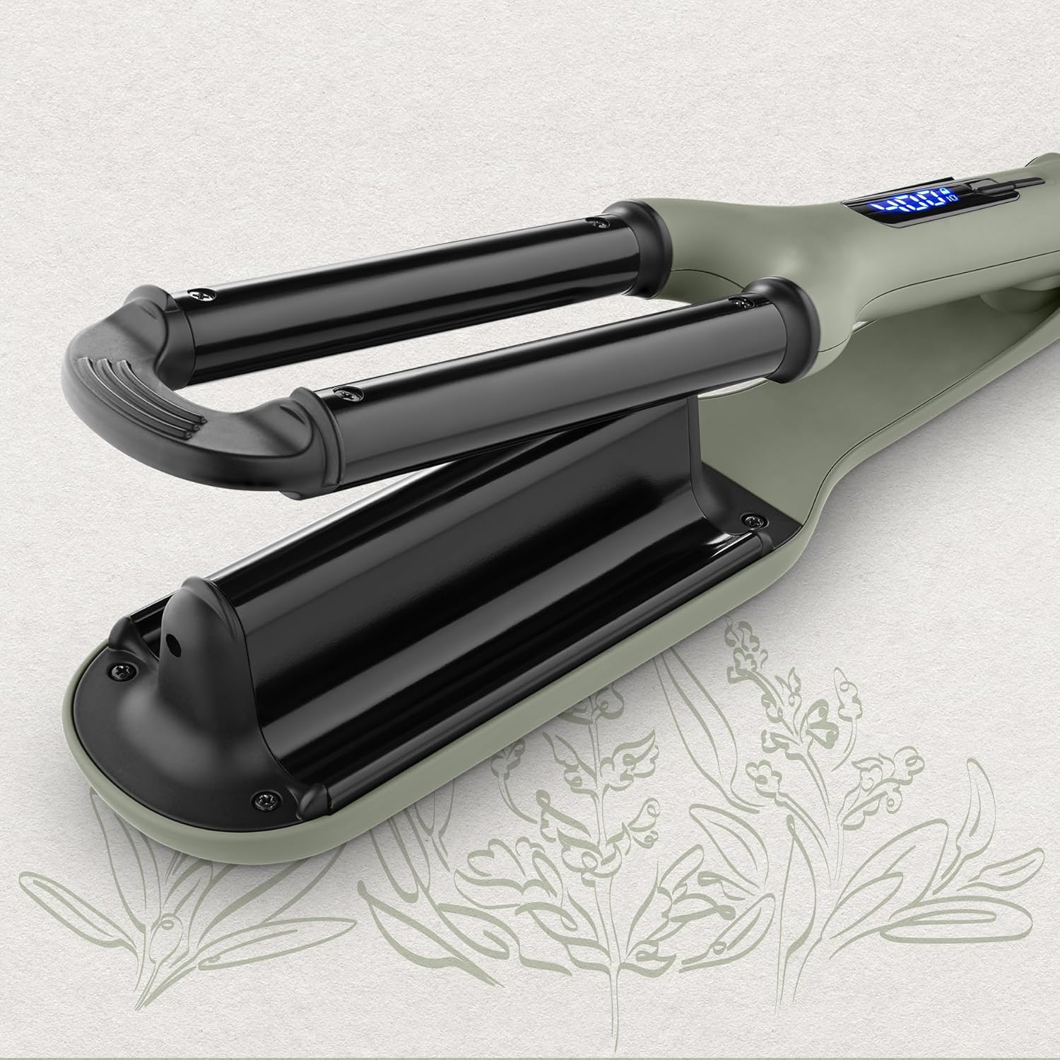 StyleCraft Sage Ceramic Styling Tools – 2-in-1 Retractable Bristle Brush & Triple Barrel Deep Waver with Tourmaline Technology