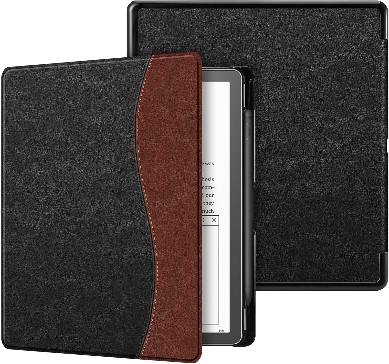 Fintie Slim Case for Kindle Scribe - [Built-in Pen Holder] Lightweight PU Leather Folio Cover with Auto Sleep Wake for 10.2" Kindle Scribe (2024/2022 Release), Dual Color