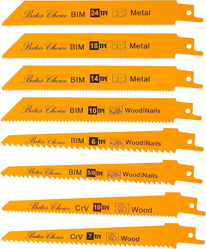 Hojas de sierra alternativa Bates Choice, paquete de 8, 6 pulgadas, corte de madera y metal