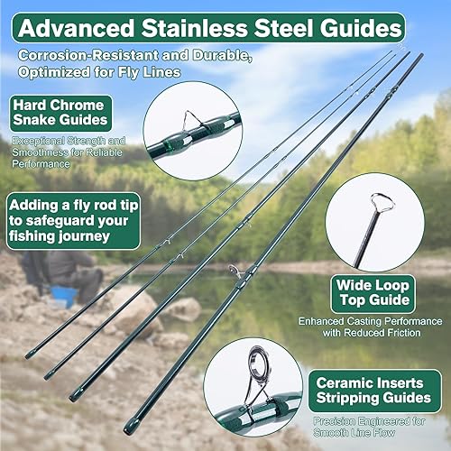 Miniatura 2 de Goture Fly Fishing Rod and Reel Combo with Fly Rod & Gear Case, 9FT 4-Piece Fly Rod, Pre-Spooled Reel, Fly Line, Flies, Leader, Tippet, Forceps, B: