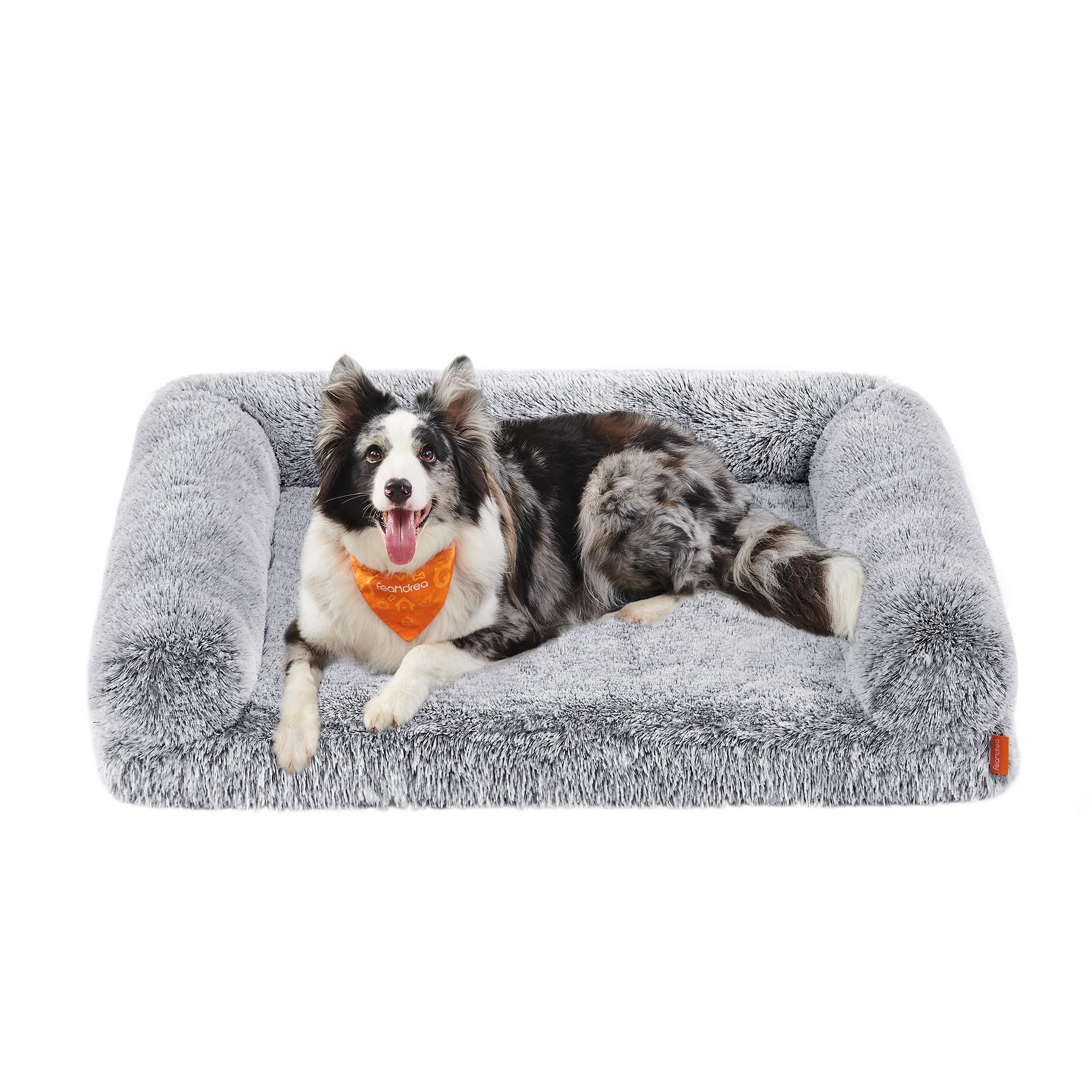 Feandrea FluffyHug Cama para Perros, XL Sofá para Perros Medianos y Grandes, Cama para Mascotas de Espuma con Funda Lavable Extraíble, 106 x 80 x 23 cm, Gris Ombré PGW233G01