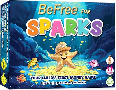 BeFree for Sparks Your Childs First Money Board Game for Kids 5+ | Fun Family Game with Allowance, Expenses, Gifts, and Play Money | First Financial Literacy Through Everyday Life