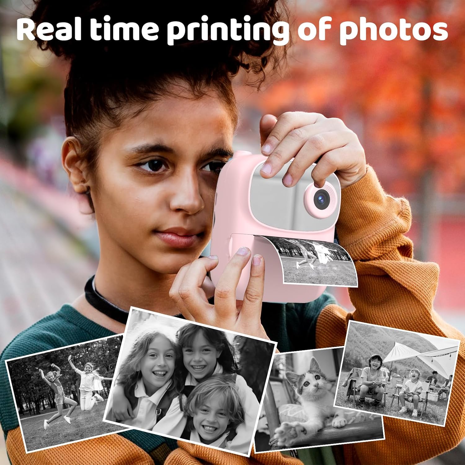 Kids Instant Print Camera 2025, 32GB Memory, Dual Lens with 2.4-Inch Screen and 1080p HD, Nice Gift for Boys and Girls Ages 4-13, Ideal for Toddlers and Teenagers Pink image 6 of 8 B0DRVJRTY5