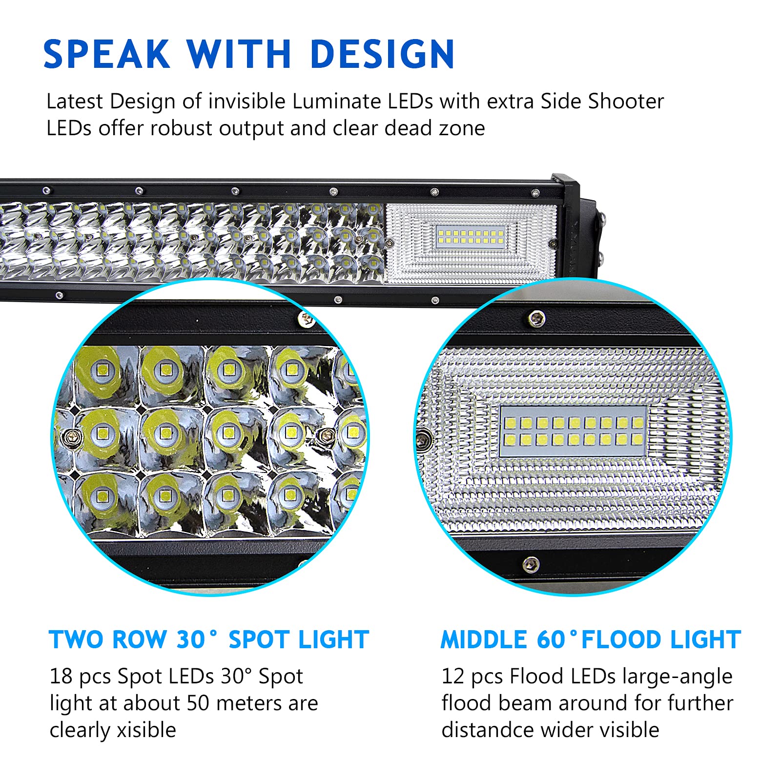 Willpower Barra Led 50 pulgadas 127cm 648W Barra de Luz LED con Arnés de Cableado 12V 24V IP67 Faro Led Trabajo IP67 Impermeable Focos Led 6000k para 4x4 Tractor Coche Camion Barco Offroad