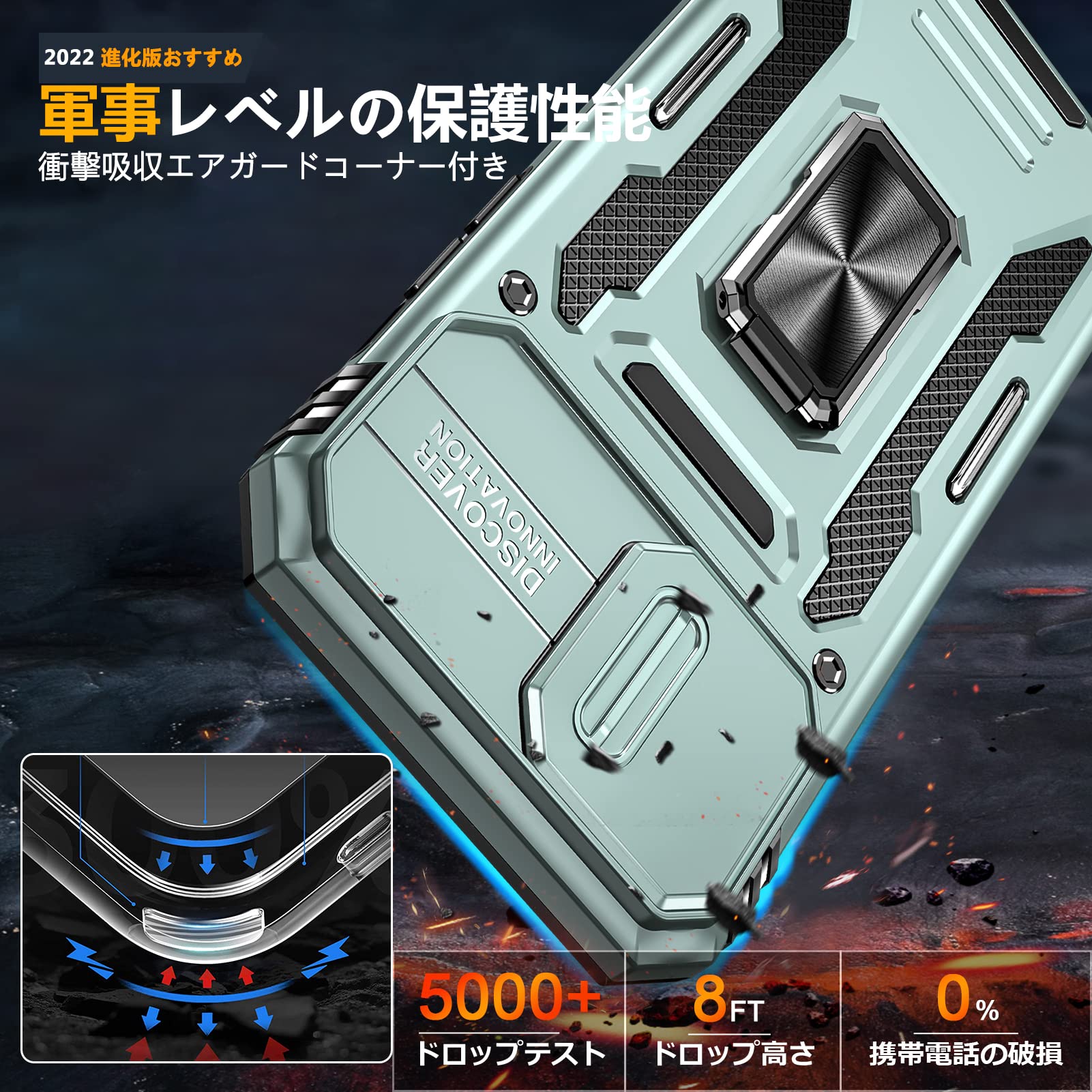 Amazon.co.jp: Galaxy S22 Ultra 用 ケース リング付き スライド式