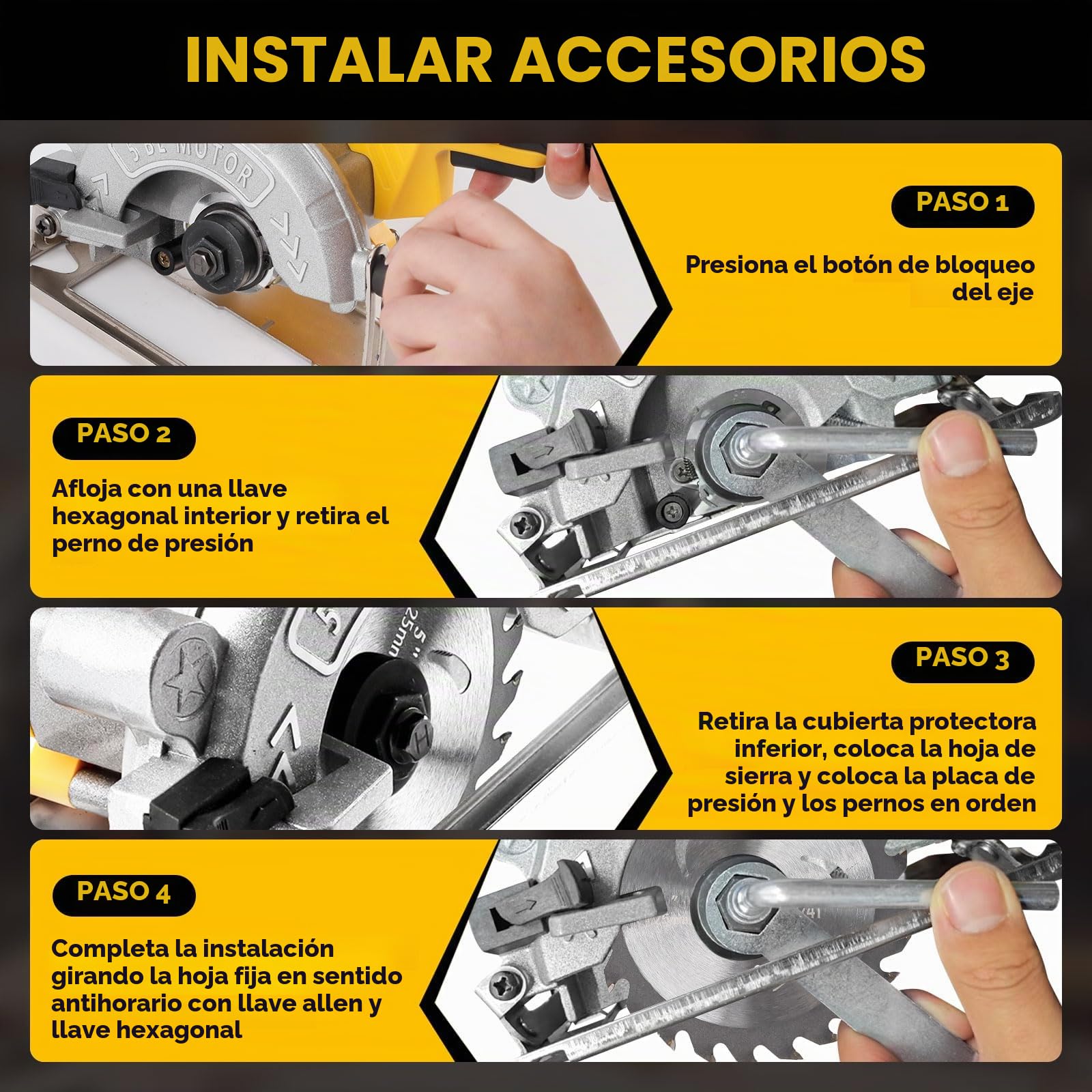 Sierra circular inalámbrica para sierras circulares eléctricas sin escobillas Dewalt de 18 V 20 V, 1000 W y 6200 RPM con 3 hojas de sierra de 125 mm, bisel de 0 a 45°, profundidad de 32 mm para madera