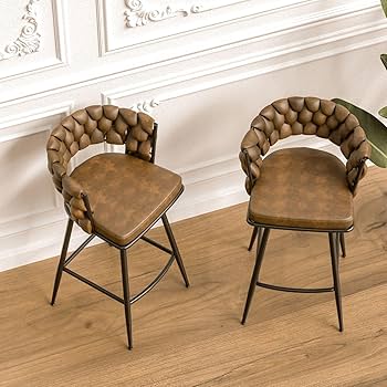 Amazon.com: binzida Leather Woven Bar Stools Set of 2