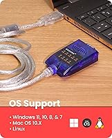 Vista 3 de Gearmo Adaptador USB a serie RS-232 con indicadores LED, chipset FTDI, compatible con Windows 11/10/8.1/8/7, Mac OS X 10.6 y superior