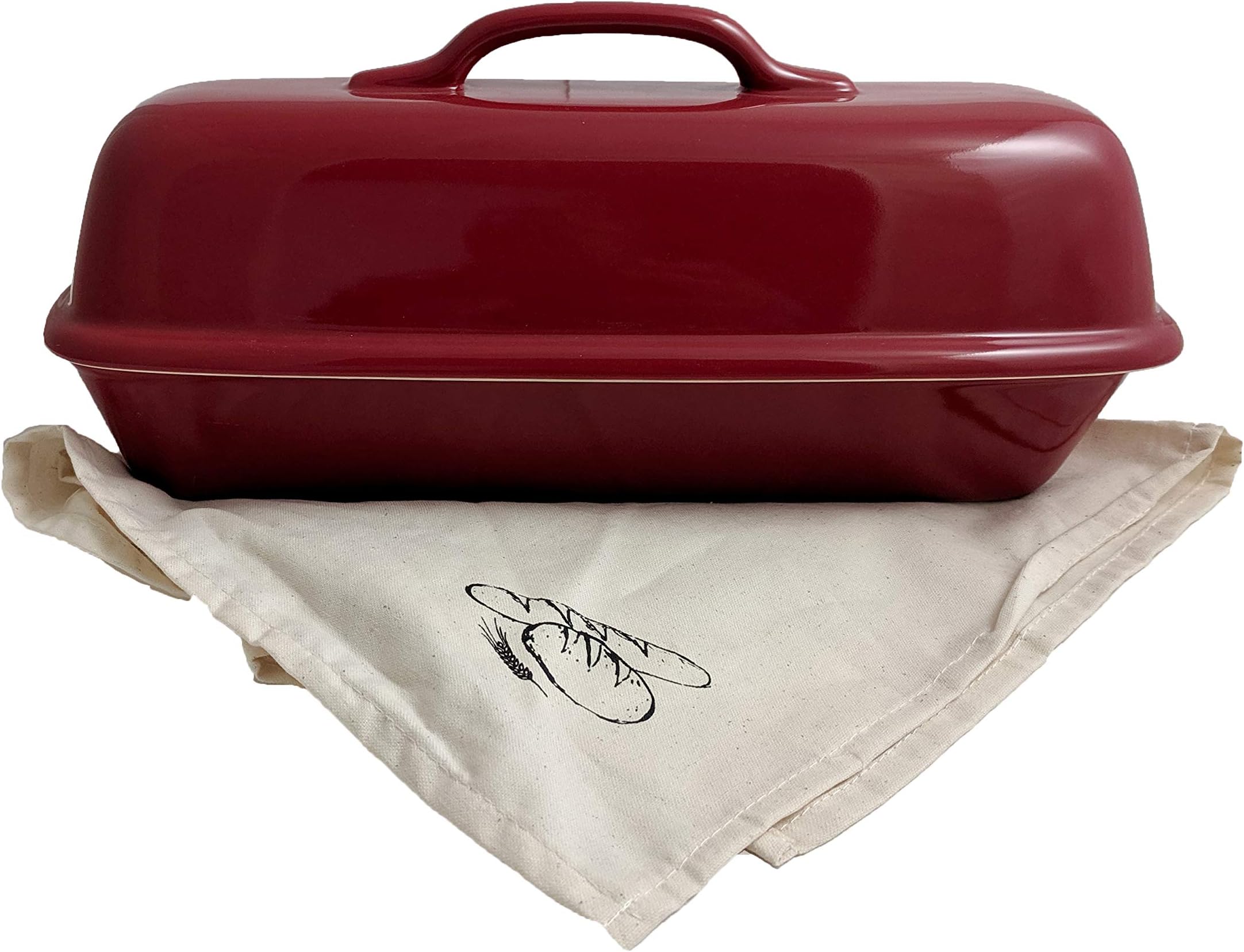 MMP Living SuperStone Covered Baker with Specialty Bread Cloth,Ivory