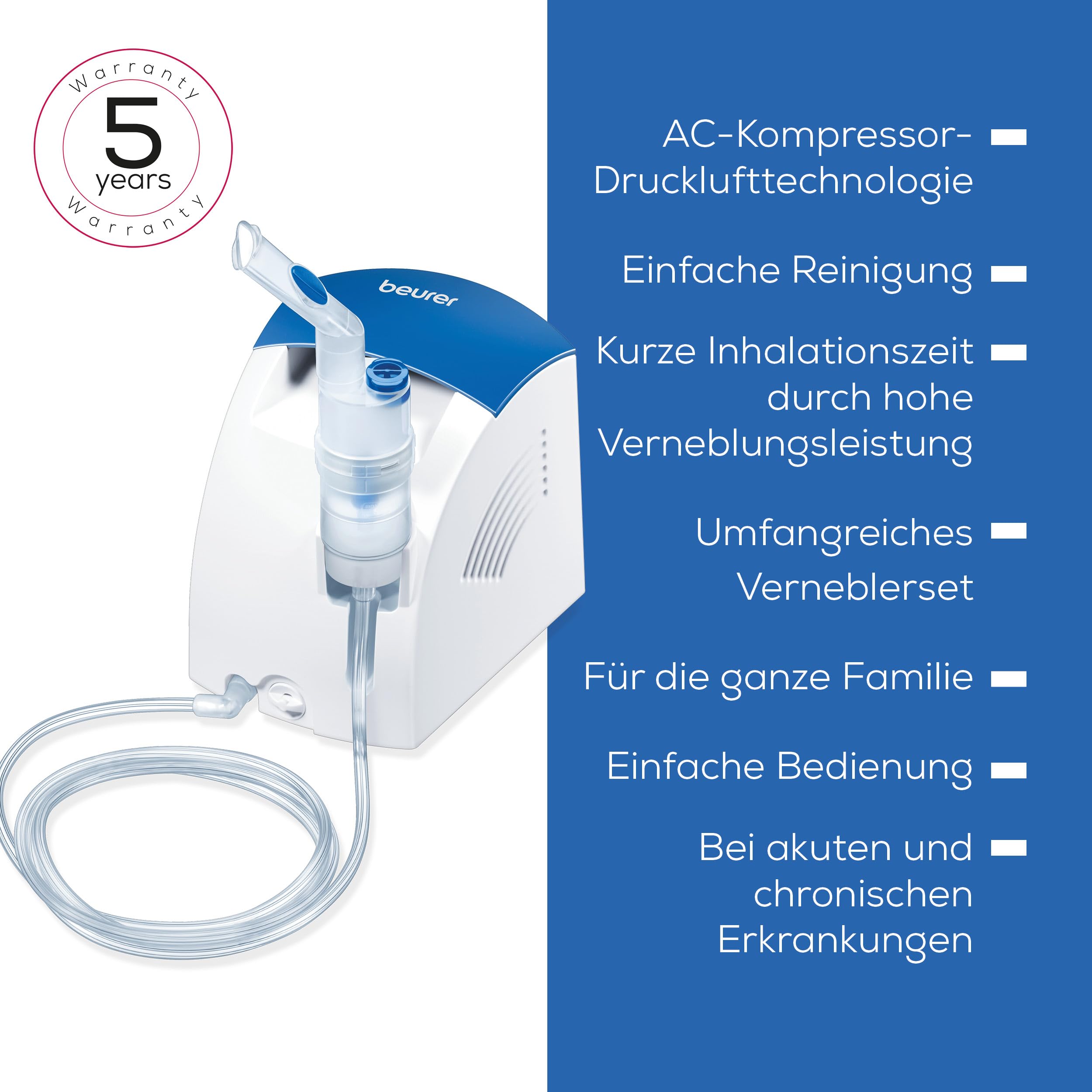Beurer IH 26 Inhalator, Vernebler mit Nasendusche und viel Zubehör
