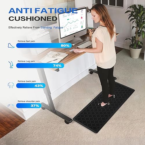 Miniatura 2 de JEEDOVIA Tapetes antifatiga para suelo de cocina, tapetes de cocina de 12 pulgada acolchados, 17.3 x 59 pulgadas, impermeables, antideslizantes,